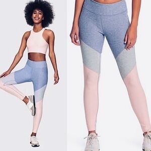Outdoor Voices | Springs Color Block Leggings 7/8 Length Blue, Pink Color Size S